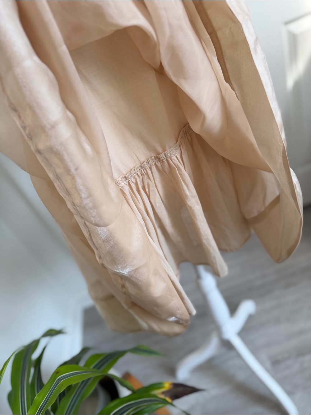 Rose & Remington Women’s Champagne Shimmer Organza Babydoll Mini Dress Large - Picture 10 of 13